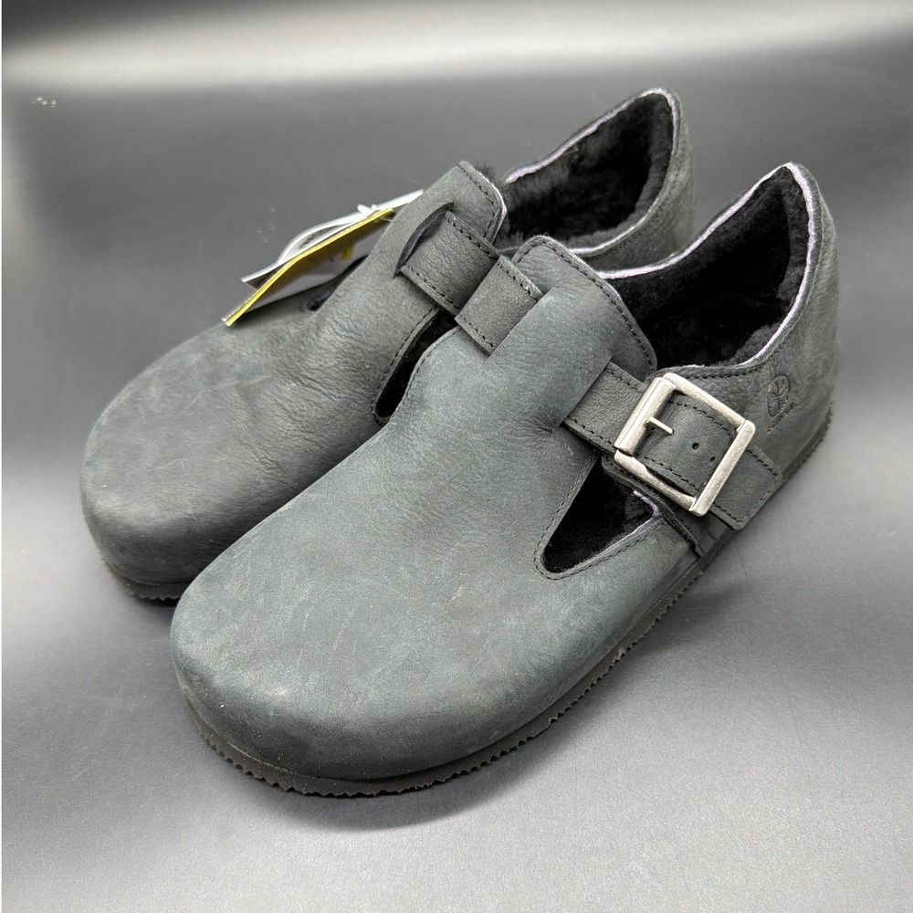 Bioline Italy Black Leather Shearling‎ Lined Clogs Vibram Sole EU 40 NWT